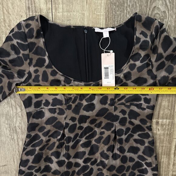 Rebecca Taylor Dress 4 Silk Shift NWT ($325) Chocolate Animal Print - Picture 5 of 5